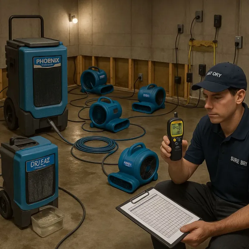 Structural Drying and Dehumidification process in South Point, TX